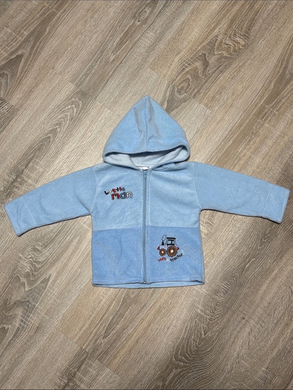 Vintage Little Man Blue Hooded Zip-Up Baby Jacket